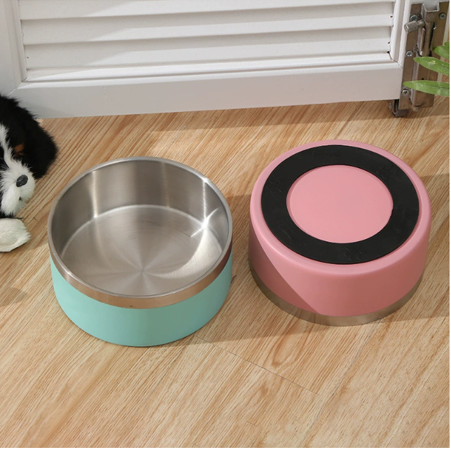 不锈钢双碗宠物餐具