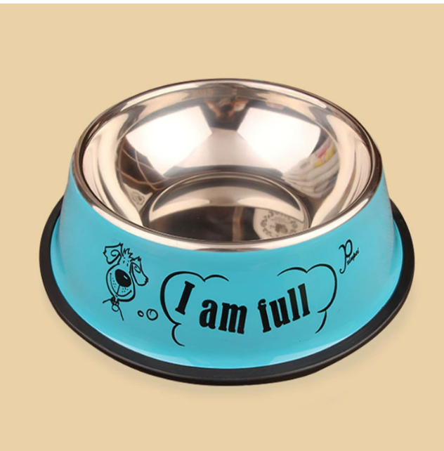 不锈钢双碗宠物餐具