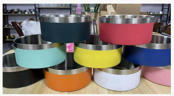 不锈钢双碗宠物餐具