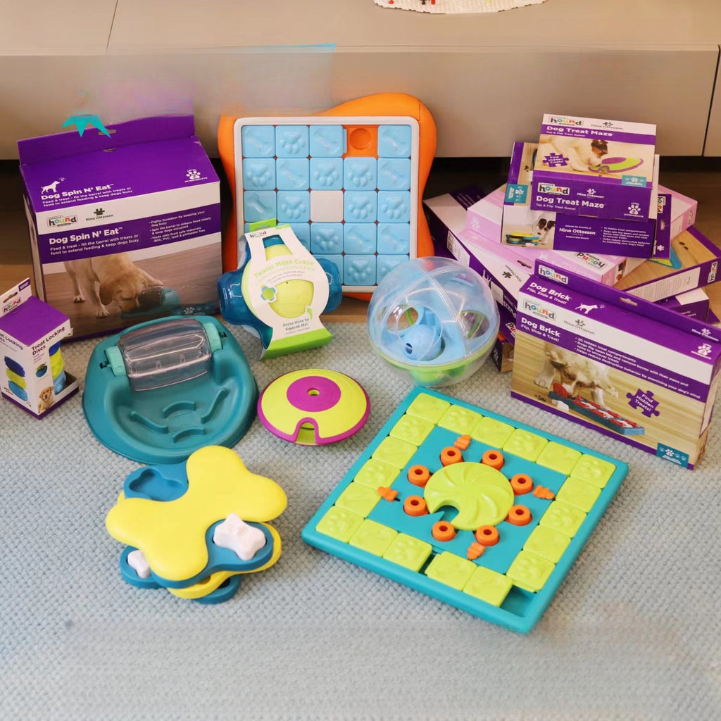 Advanced multi-layer slider dog puzzle feeder toy