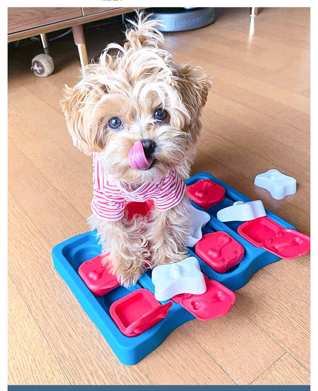 Advanced multi-layer slider dog puzzle feeder toy