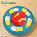 Dog puzzle toy with colorful sliders for treat training and problem-solving skills