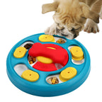 Dog puzzle toy with colorful sliders for treat training and problem-solving skills
