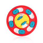 Dog puzzle toy with colorful sliders for treat training and problem-solving skills
