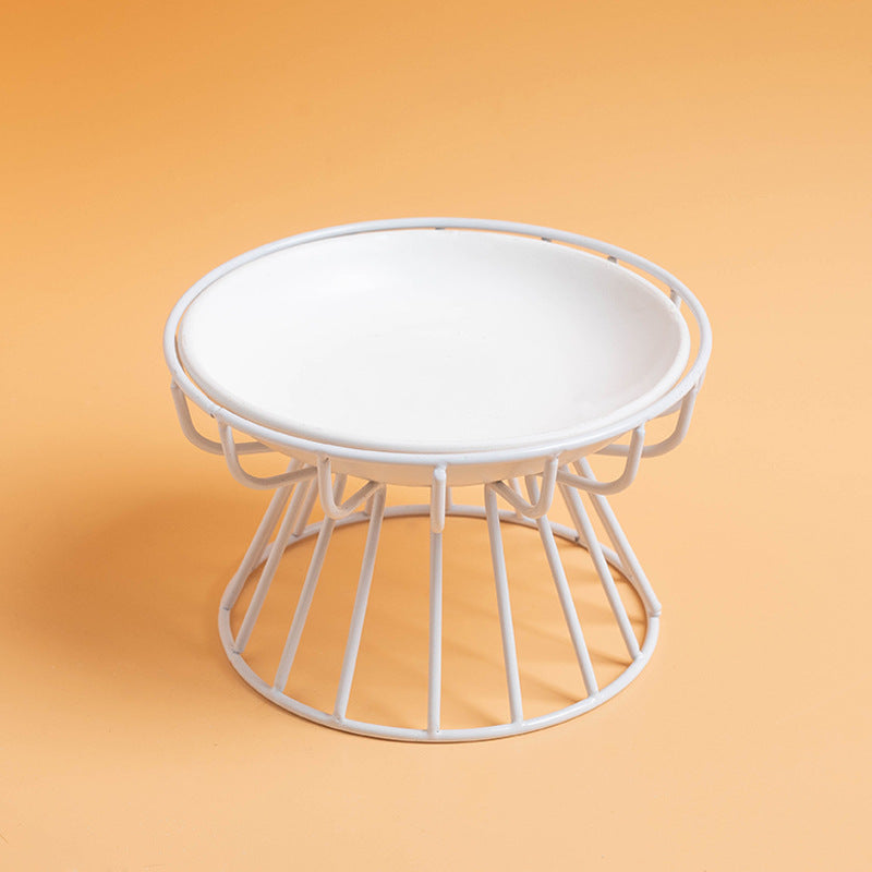 Elevated ceramic pet bowl available in multiple colors - white, beige, pink, green, yellow