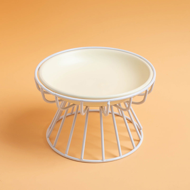 Elevated ceramic pet bowl available in multiple colors - white, beige, pink, green, yellow