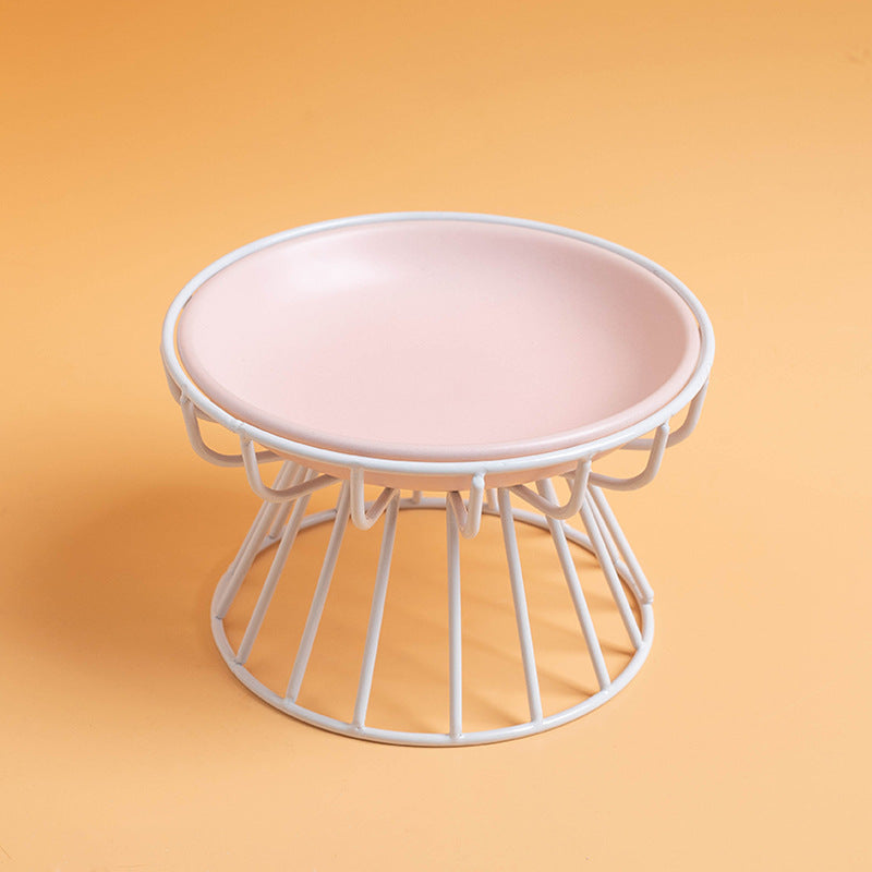 Elevated ceramic pet bowl available in multiple colors - white, beige, pink, green, yellow