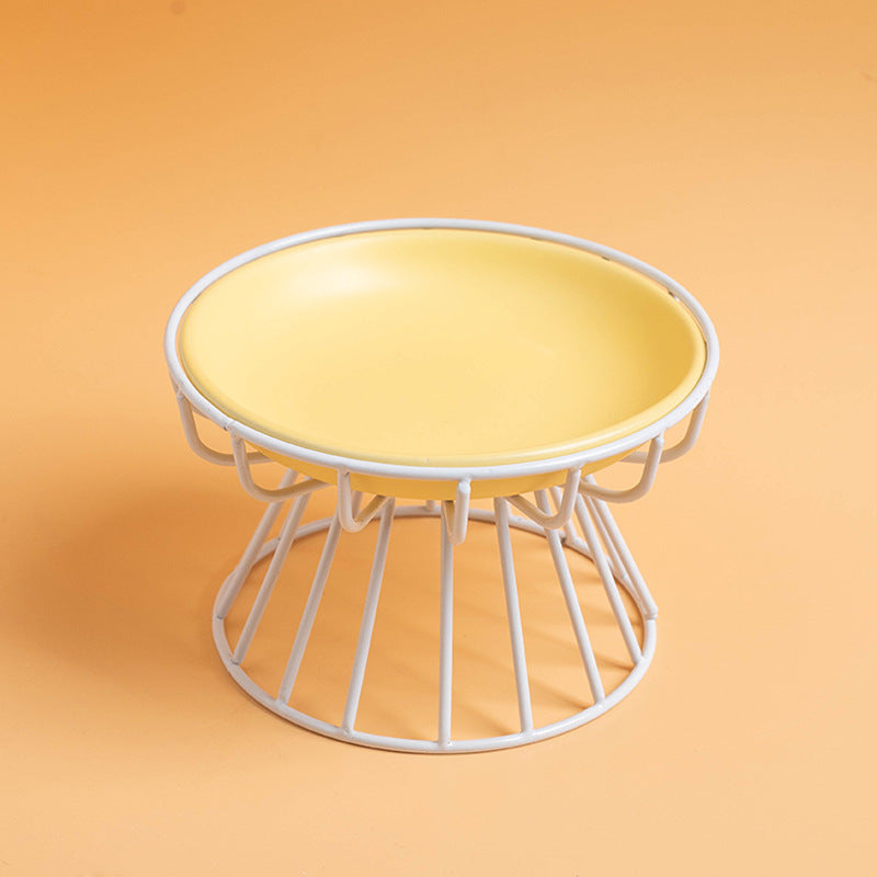 Elevated ceramic pet bowl available in multiple colors - white, beige, pink, green, yellow