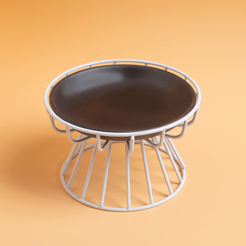 Elevated ceramic pet bowl available in multiple colors - white, beige, pink, green, yellow