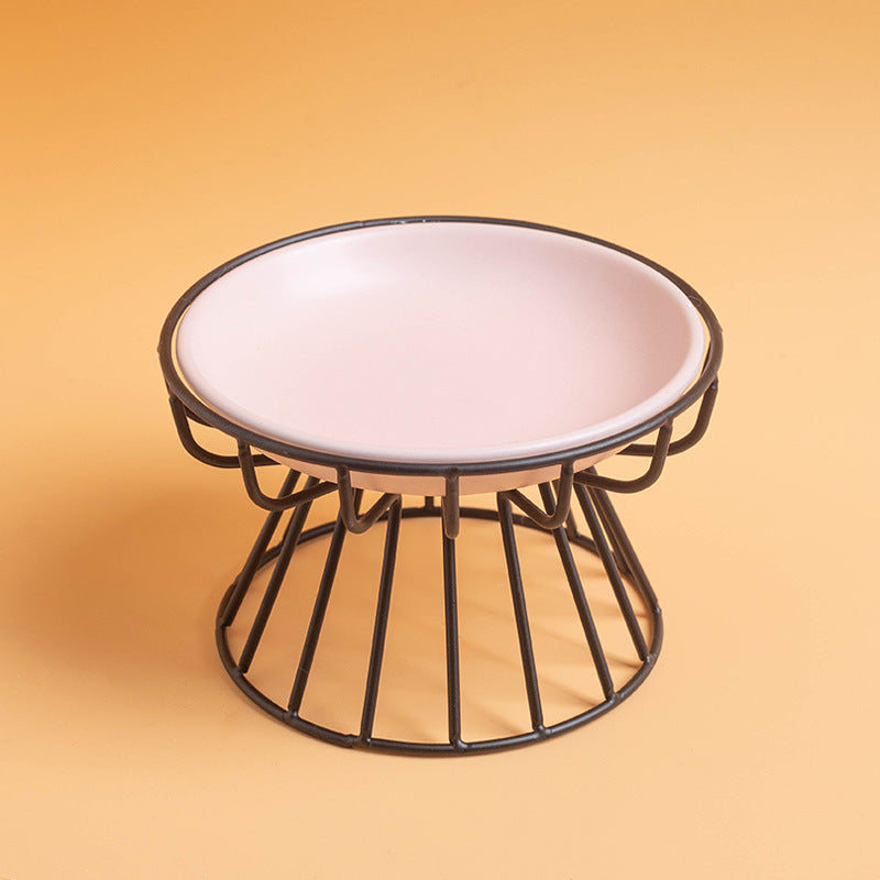 Elevated ceramic pet bowl available in multiple colors - white, beige, pink, green, yellow