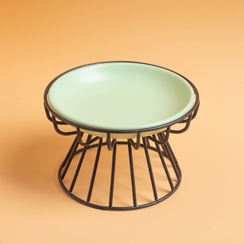 Elevated ceramic pet bowl available in multiple colors - white, beige, pink, green, yellow