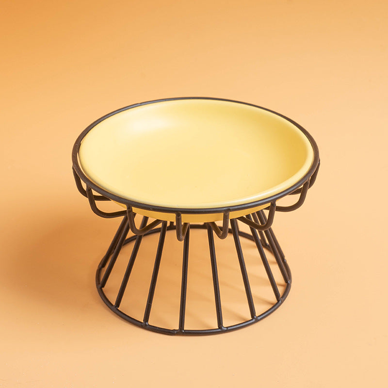 Elevated ceramic pet bowl available in multiple colors - white, beige, pink, green, yellow
