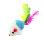 Assorted cat toy set with false mice and colorful feathers for hunting and chasing fun