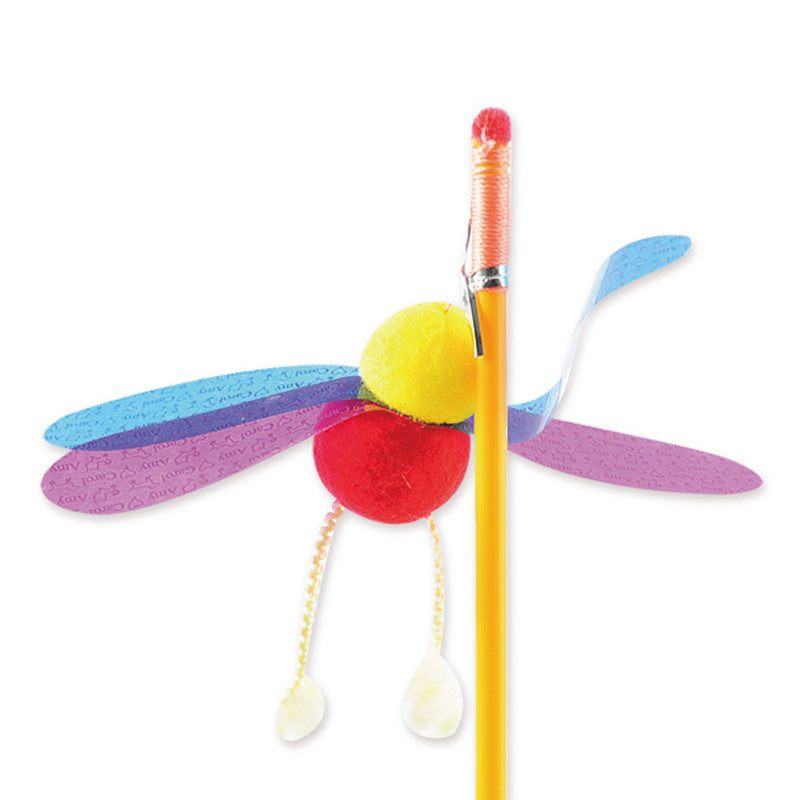 Flower-shaped cat teaser wand with flowing feather attachment for interactive play and exercise