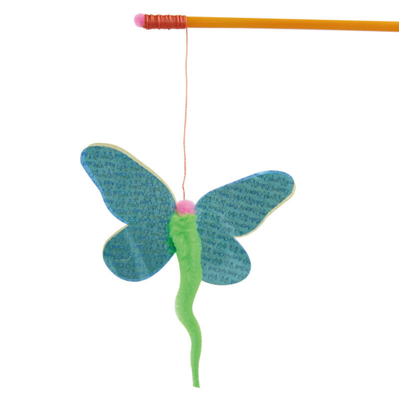 Flower-shaped cat teaser wand with flowing feather attachment for interactive play and exercise