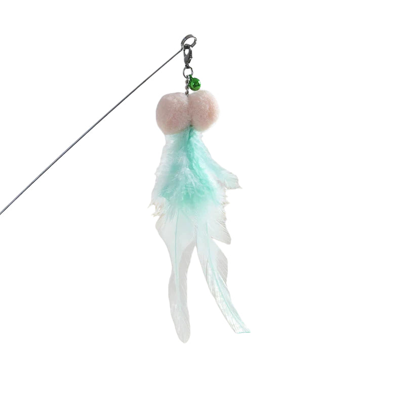 Flower-shaped cat teaser wand with flowing feather attachment for interactive play and exercise
