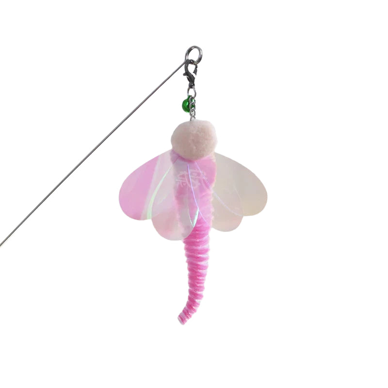 Flower-shaped cat teaser wand with flowing feather attachment for interactive play and exercise
