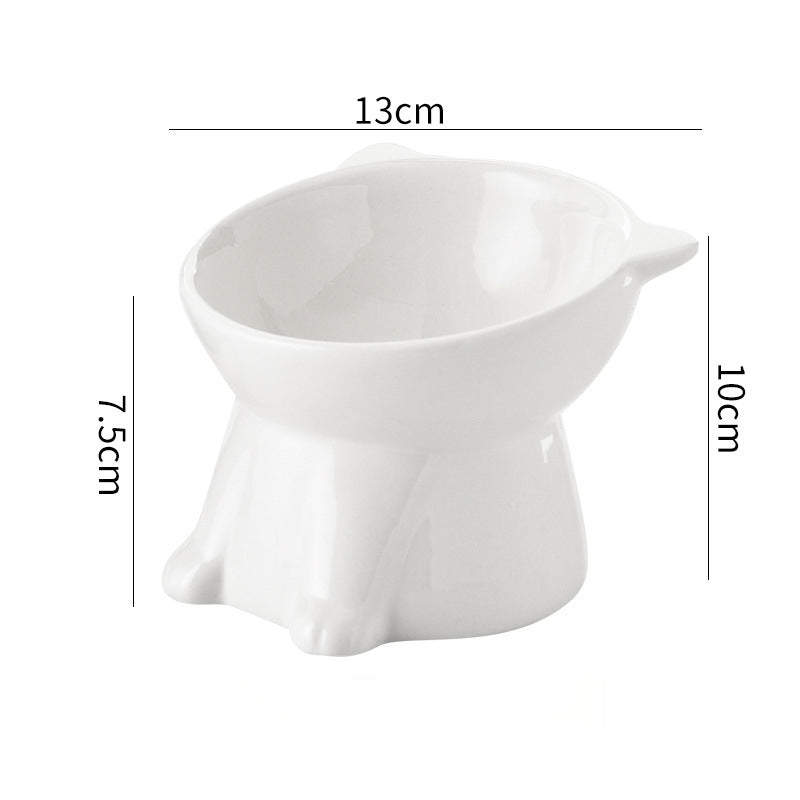 Ceramic slow feeder bowl with stable base and elegant raised profile for cats and small dogs
