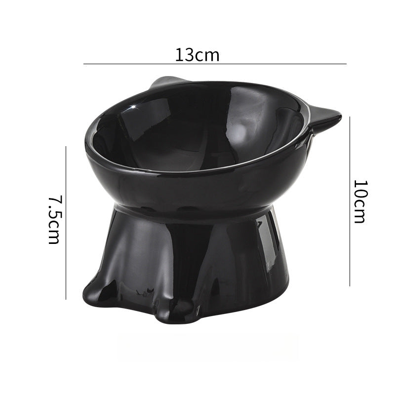 Ceramic slow feeder bowl with stable base and elegant raised profile for cats and small dogs