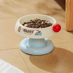Ceramic slow feeder bowl with stable base and elegant raised profile for cats and small dogs

