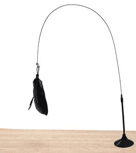 Hands-free cat teaser with suction cup for floor and window placement - mimics live prey