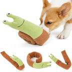 Snail snuffle toy for dogs with soft safe materials and hidden treat compartments
